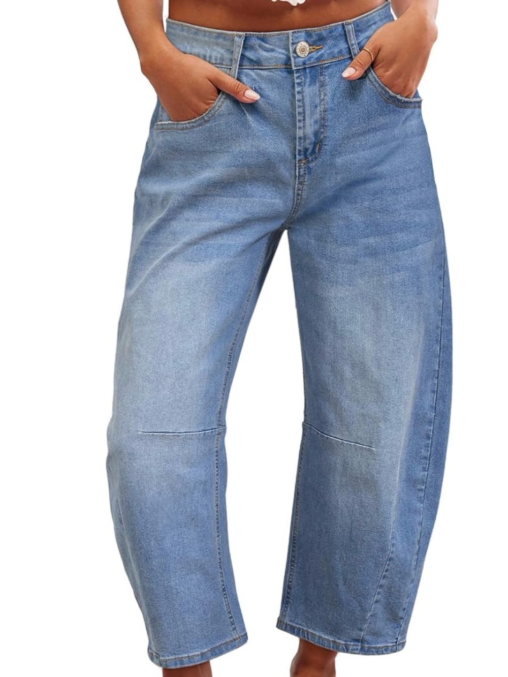 Sidefeel Women's Barrel Jeans Wide Leg Baggy Boyfriend Ankle Size 10